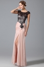 Cap Sleeves High Slit Evening Dress Prom Gown
