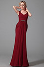 Elegant Ärmellos V Ausschnitt Rot Formal Abendkleid