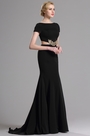 Robe de Soirée Manche Courte Sirène Noir Élégant