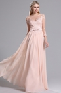 Розовое Вечернее Платье с 3/4 Рукавами