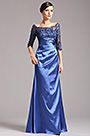 Blue Mother of the Bride Dress with  Long Lace Sleeves