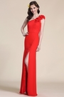 Floral One Shoulder Red Evening Dress Bridesmaid Dress