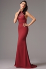 Elegant Sleeveless Red Formal Gown with Illusion Back