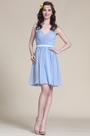 Robe cocktail/demoiselle d'honneur bleu sans manche col V