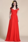 Robe de soirée rouge longue manches courtes décolleté coeur