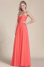 Robe corail de demoiselle d'honneur longue bustier