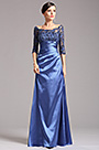 Blue Mother of the Bride Dress with  Long Lace Sleeves