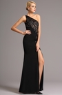 Ein Schulter Schwarzes Abendkleid Formelles Kleid