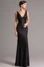 Stunning Black Sequin Formal Gown with Plunging Back