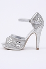 Silber Hochschuhe mit Kristall