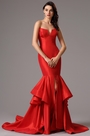 Trägerlos Ausgestattetes V Ausschnitt Rot Mermaid Prom Kleid
