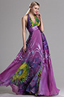 Halter Plunging Floral A Line Prom Evening Dress