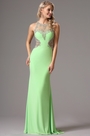 Robe de Soirée Longue Vert Clair Sans Manche
