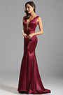 Sexy Tiefer Ausschnitt Bordeaux Formal Kleid Abendkleid