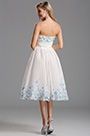 Flattering Strapless White Tea Length Party Dress