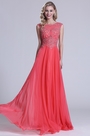 Ärmellos Perlen Oberteil Koralle Prom Kleid