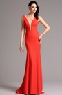 Sleeveless V Neck Red Formal Dress Evening Gown