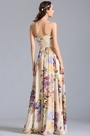 Strapless Flat Neckline Printed Dress Summer Floral Dress