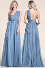 A Linie Blau Brautjungfer Kleid Abendkleid