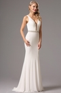 Sexy Plunging Neckline White Prom Dress Formal Gown
