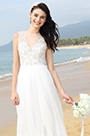 A Line Illusion Neck Beaded Bodice Wedding Dress
