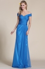 Auf Schulter Blau Brautjungfernkleid Formal Kleid