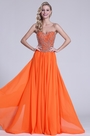 Robe de soirée longue bustier orange bijoutée