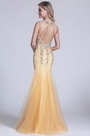 Trumpet Sleeveless Beaded Illusion Prom Dress
