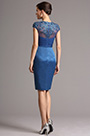 Lace Applique Cap Sleeves Blue Cocktail Dress