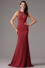 Elegant Sleeveless Red Formal Gown with Illusion Back