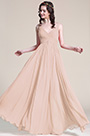 Sleeveless V Neck Rosy Brown Bridesmaid Dress Evening Dress