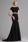 Robe de Soirée Manche Courte Sirène Noir Élégant