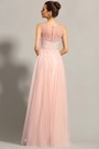 robe de soirée princesse rose dentelle sans manche