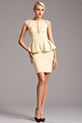 Beaded Capped Sleeves Illusion Short Cocktail Dress