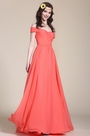 Elegant Schulterfrei Koralle Brautjungfernkleid