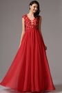 Robe de Soirée A-line rouge Dentelle Sans Manche