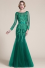 robe de soirée sirène verte avec appliques