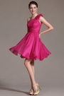 Blumen Eine Schulter Rosa Brautjungfer Kleid Party Kleid