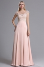 Robe de Soirée Cap Manche Dentelle Rose