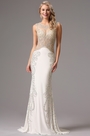 Robe de Soirée Sirène Blanche Bijoutée Sans Manches