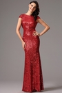 Stunning Cowl Back Sequin Red Formal Dress