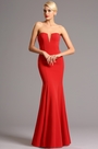 Trägerlos V Ausschnitt Rot Prom Formal Kleid
