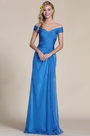 Auf Schulter Blau Brautjungfernkleid Formal Kleid