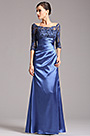 Blue Mother of the Bride Dress with  Long Lace Sleeves