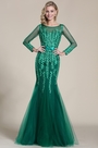 robe de soirée sirène verte avec appliques