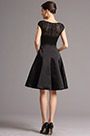 Capped Sleeves Lace Neck Black Cocktail Dress Party Dress