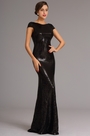 Robe de soirée avec sequins noir dos nu cap manche