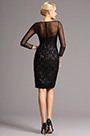 Schwarz Spitzen Langärmeliges Kurz Cocktail Kleid