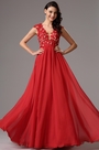 Robe de Soirée A-line rouge Dentelle Sans Manche