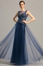 Sleeveless Open Back Navy Blue Formal Dress Evening Gown